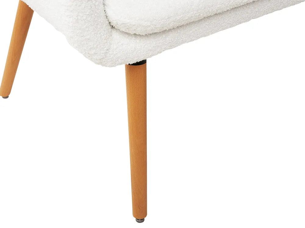 Upholstered Bench 2 Seater Boucle Off-White Crompton