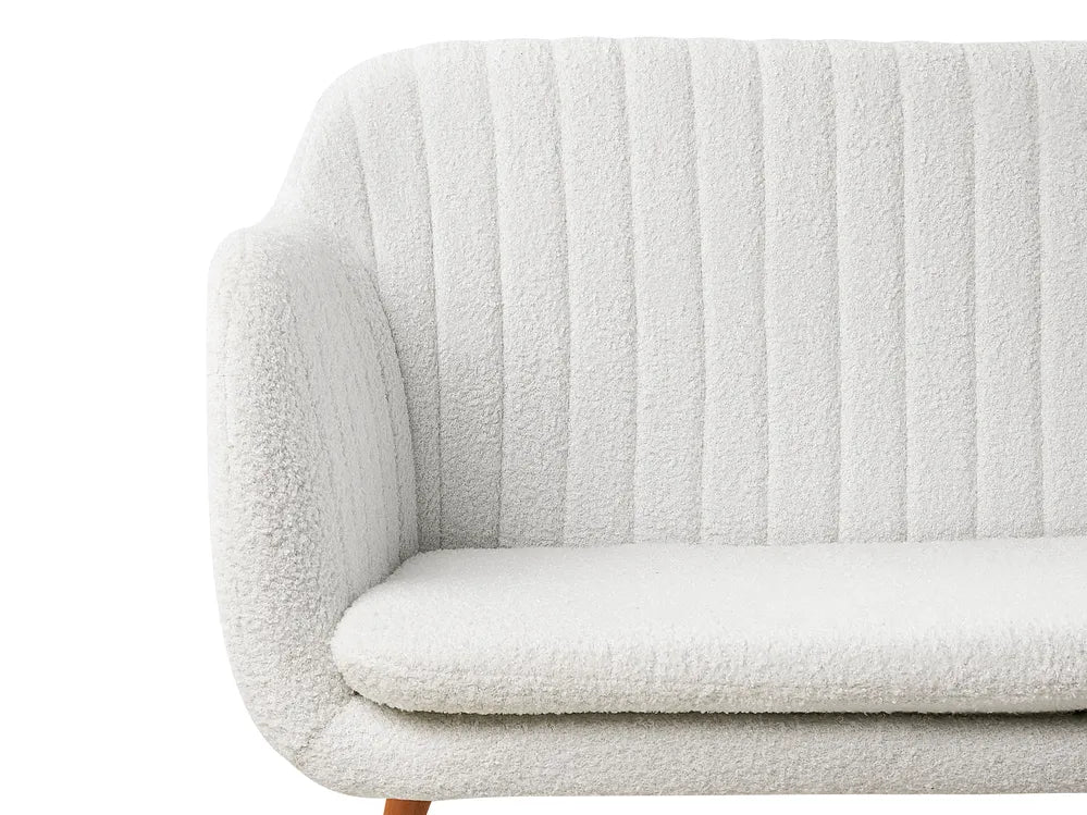 Upholstered Bench 2 Seater Boucle Off-White Crompton
