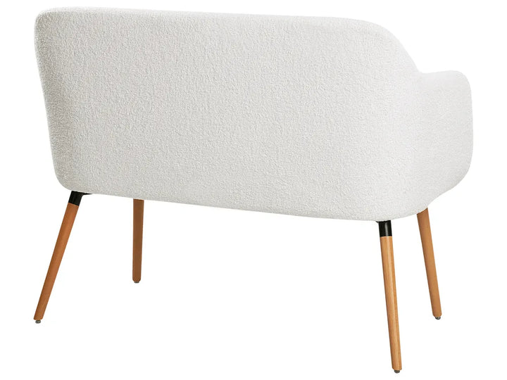 Upholstered Bench 2 Seater Boucle Off-White Crompton