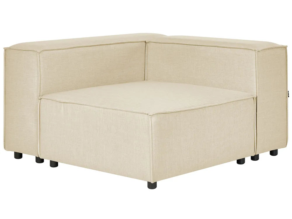 Modular Corner Sofa 3 Seater Faux Linen Beige with Ottoman Right Hand Travison