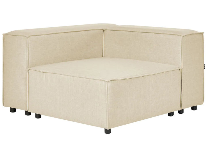 Modular Corner Sofa 3 Seater Faux Linen Beige with Ottoman Right Hand Travison