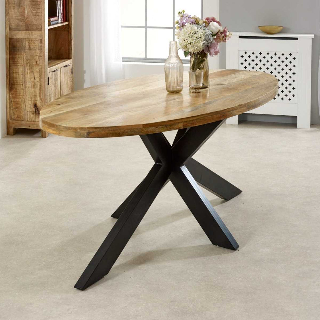 Surrey Solid Wood & Metal Oval Dining Table 6-8 Seater