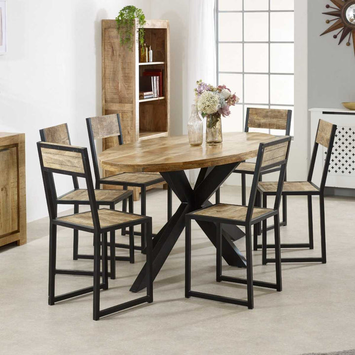 Surrey Solid Wood & Metal Oval Dining Table 6-8 Seater