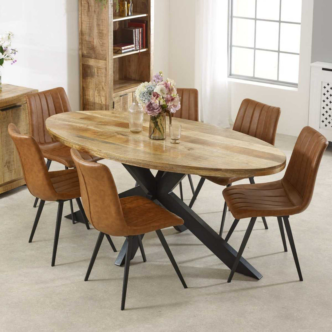 Surrey Solid Wood & Metal Oval Dining Table 6-8 Seater