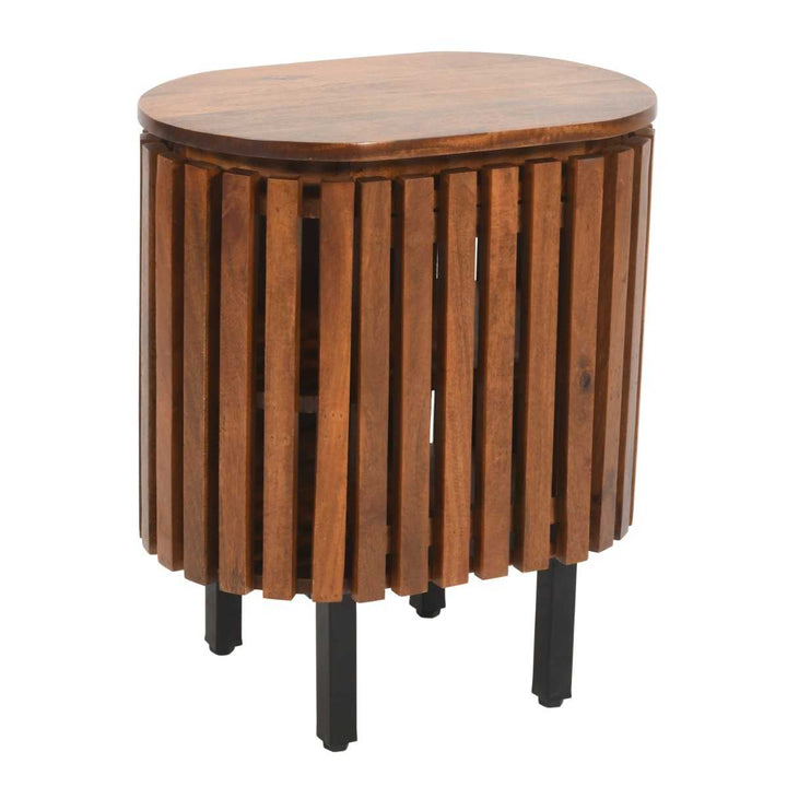 Slatted Mango Wood Bedside Table