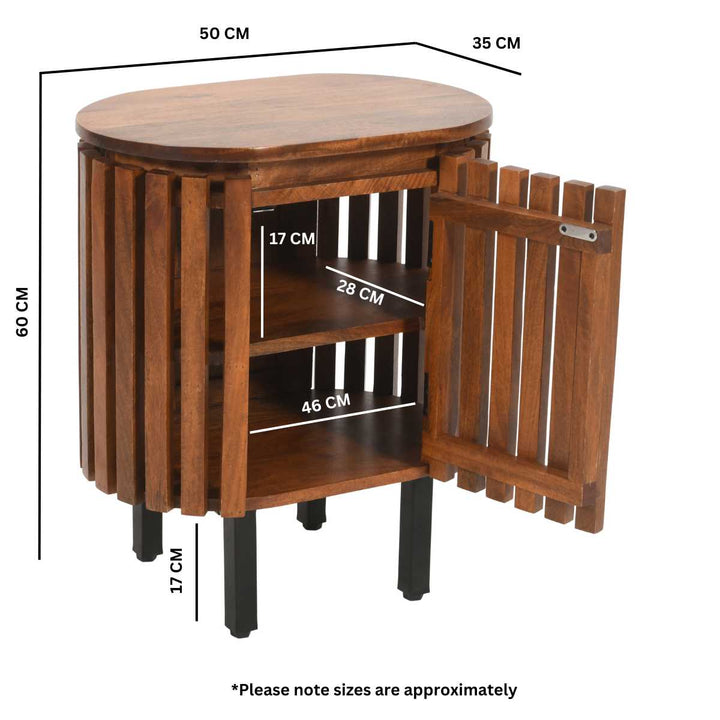 Slatted Mango Wood Bedside Table