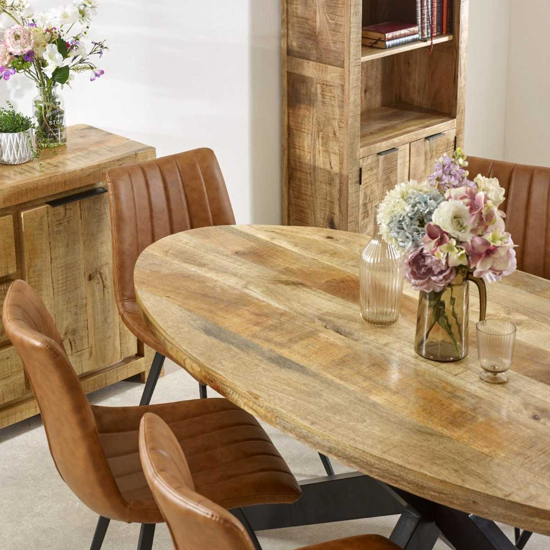 Surrey Solid Wood & Metal Oval Dining Table 6-8 Seater