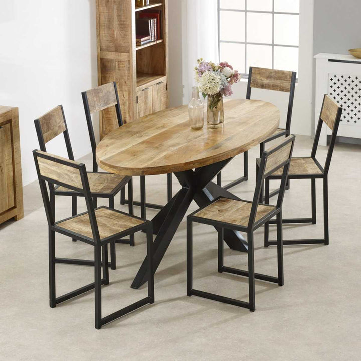 Surrey Solid Wood & Metal Oval Dining Table 6-8 Seater