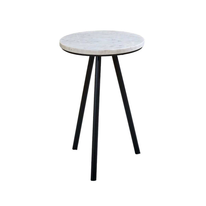 Opal Side Table With White Marble Top & Metal Legs