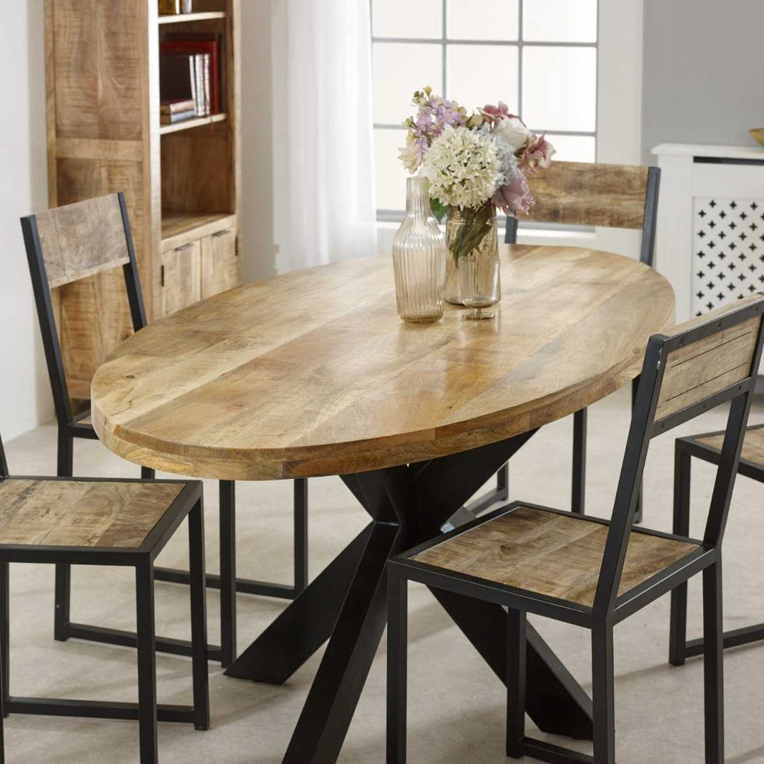 Surrey Solid Wood & Metal Oval Dining Table 6-8 Seater