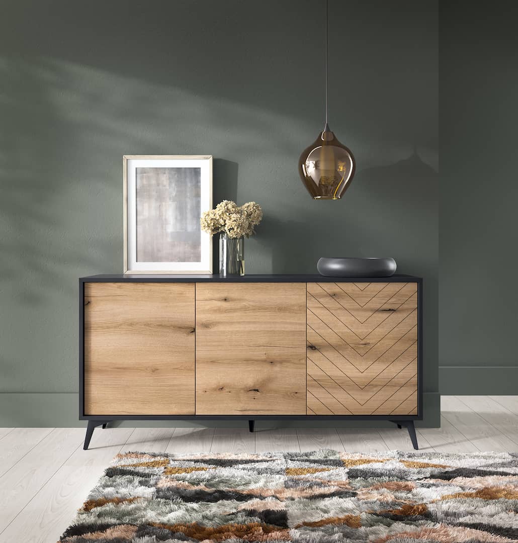 Large Sideboard Cabinet 154cm Oak Evoke Diamond