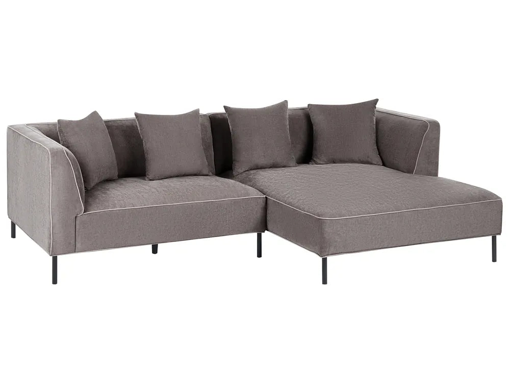 Corner Sofa 3 Seater Chenille Taupe Left Hand Danva