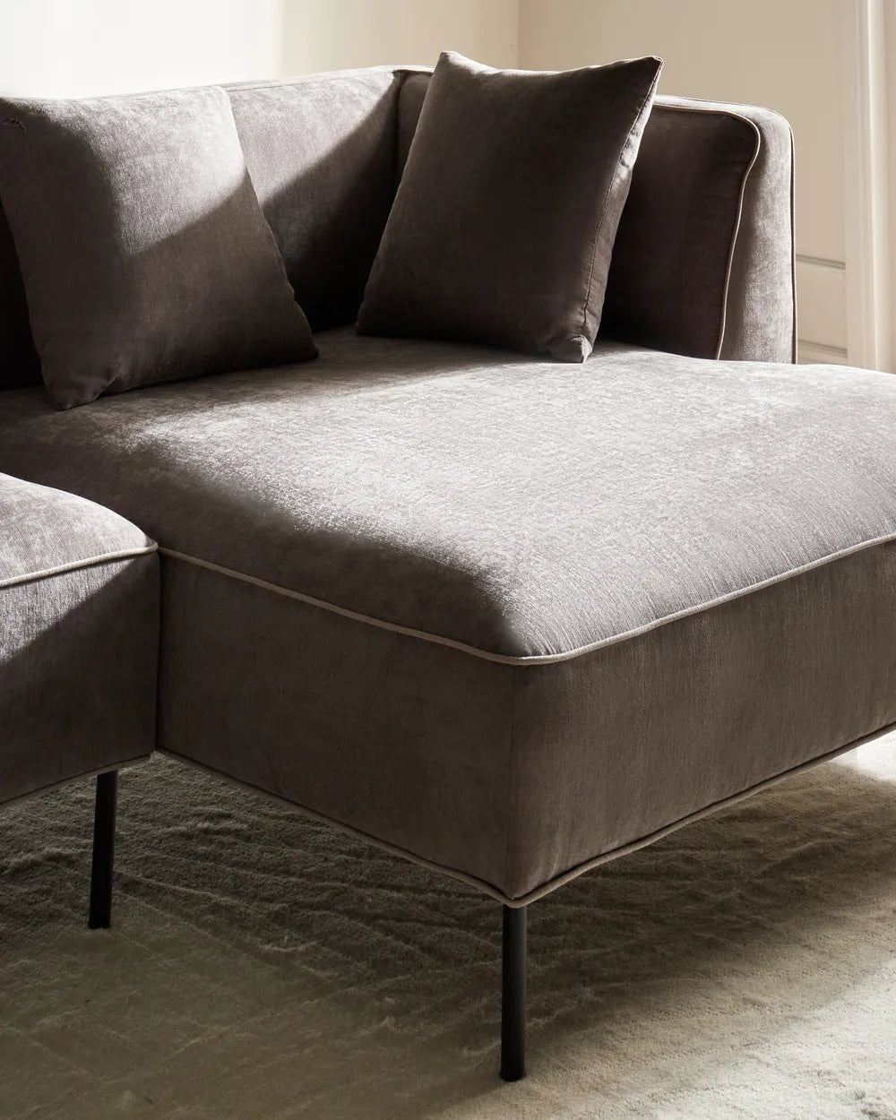 Corner Sofa 3 Seater Chenille Taupe Left Hand Danva