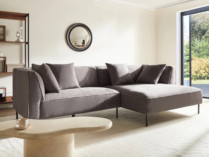 Corner Sofa 3 Seater Chenille Taupe Left Hand Danva