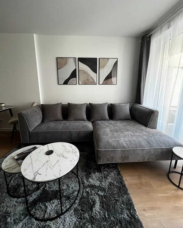 Corner Sofa 3 Seater Chenille Taupe Left Hand Danva