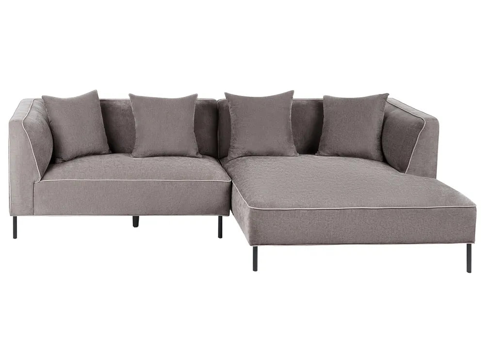 Taupe fabric corner sofa 3 seater left hand modern design