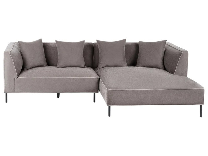 Taupe fabric corner sofa 3 seater left hand modern design