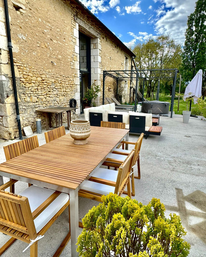 Viareggio Garden Dining Table 200 cm 90 cm FSC® Certified Teak Wood Brown