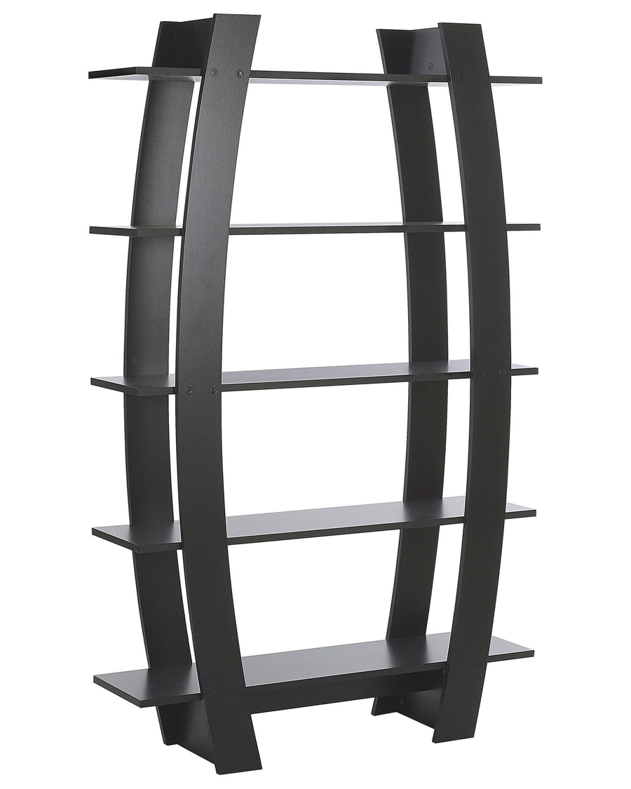 Black bookshelf with a modern design on a white background