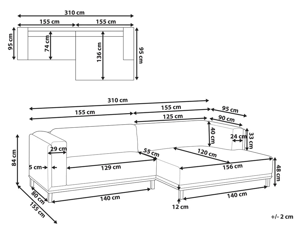Corner Sofa 4 Seater Fabric Grey Left Hand Josanna