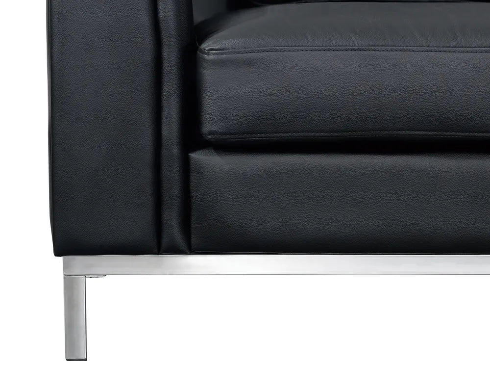 Corner Sofa 4 Seater Leather Black Left Hand Thremo
