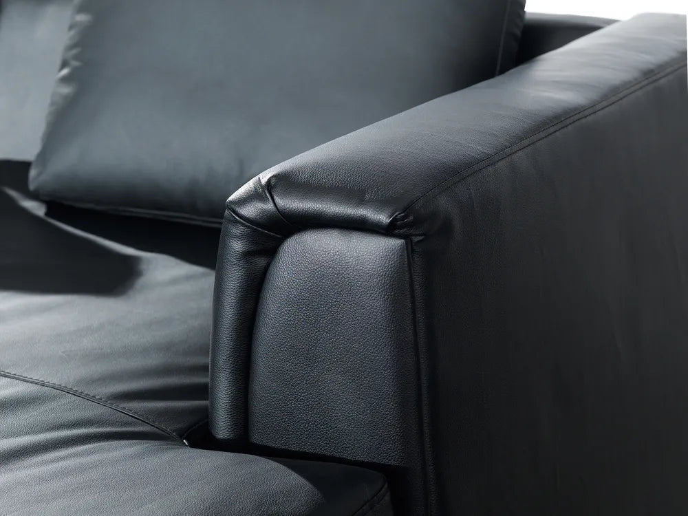 Corner Sofa 4 Seater Leather Black Left Hand Thremo