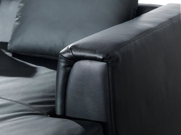 Corner Sofa 4 Seater Leather Black Left Hand Thremo