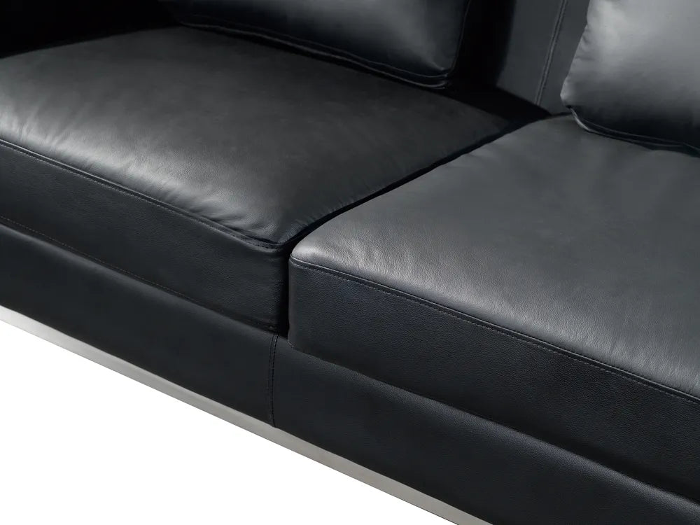 Corner Sofa 4 Seater Leather Black Left Hand Thremo