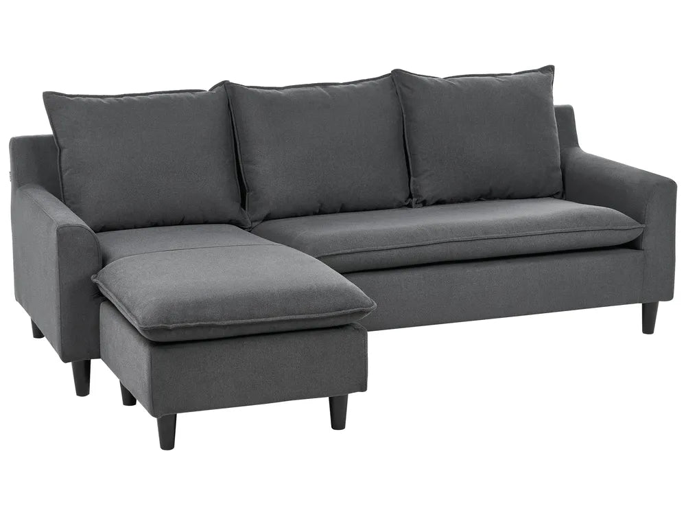 Corner Sofa 3 Seater Fabric Dark Grey Right Hand Idou
