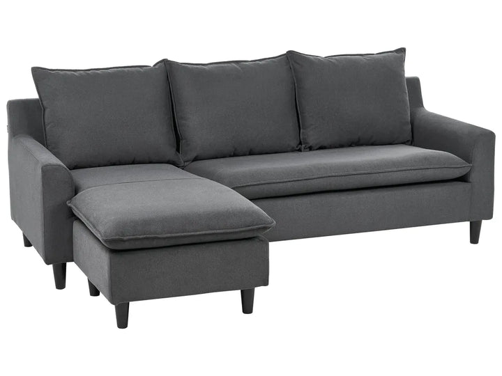 Corner Sofa 3 Seater Fabric Dark Grey Right Hand Idou