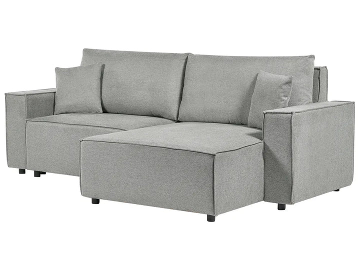 Corner Sofa Bed 3 Seater Fabric Grey with Storage Left Hand Fairbairn