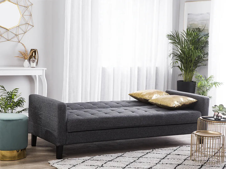 Sofa Bed 3 Seater Fabric Dark Grey Viradis