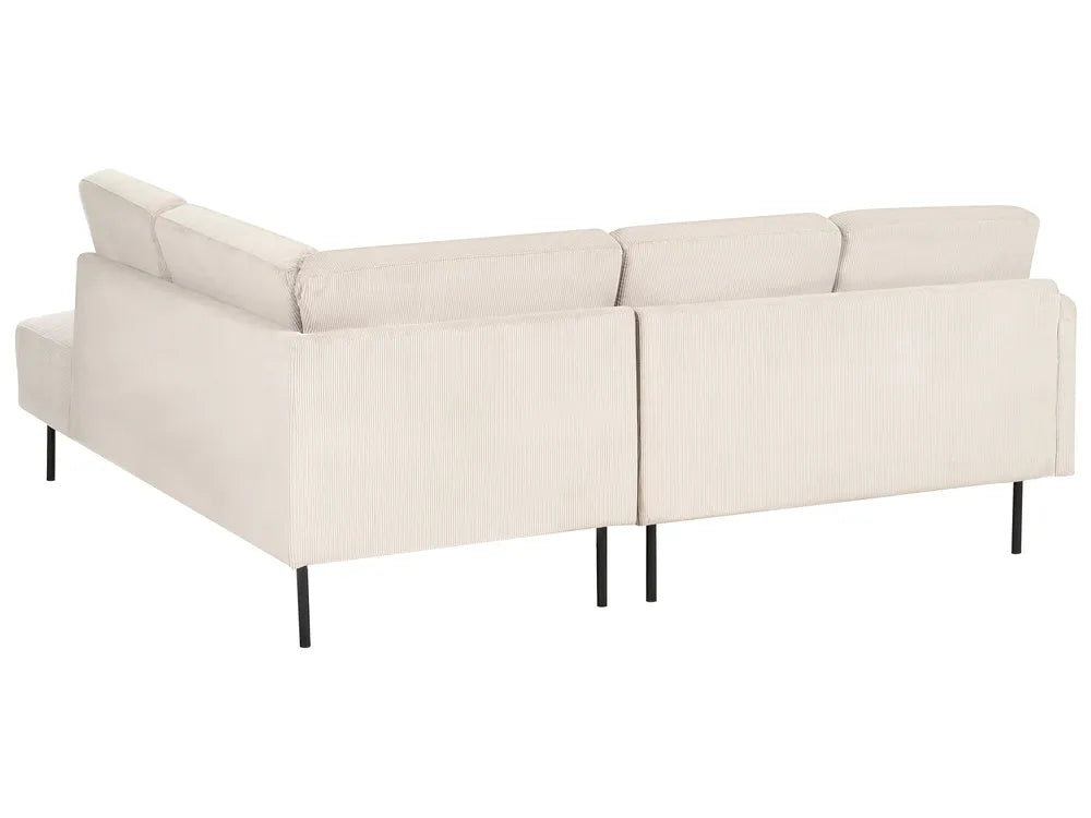 Corner Sofa 4 Seater Corduroy Beige Left Hand Shayle