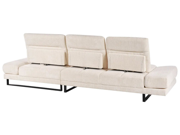 Corner Sofa 4 Seater Corduroy Beige Left Hand Ninja