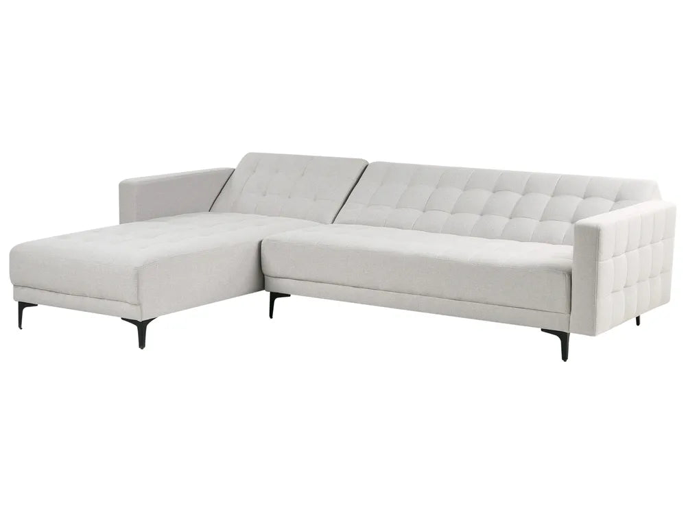 Modular Corner Sofa Bed 4 Seater Fabric Light Grey Right Hand Denby