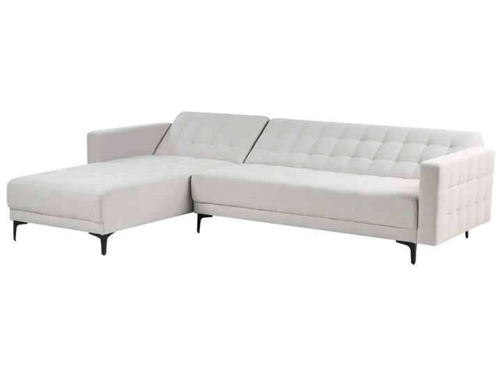 Modular Corner Sofa Bed 4 Seater Fabric Light Grey Right Hand Denby