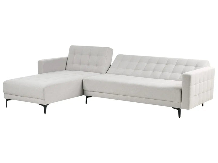 Modular Corner Sofa Bed 4 Seater Fabric Light Grey Right Hand Denby