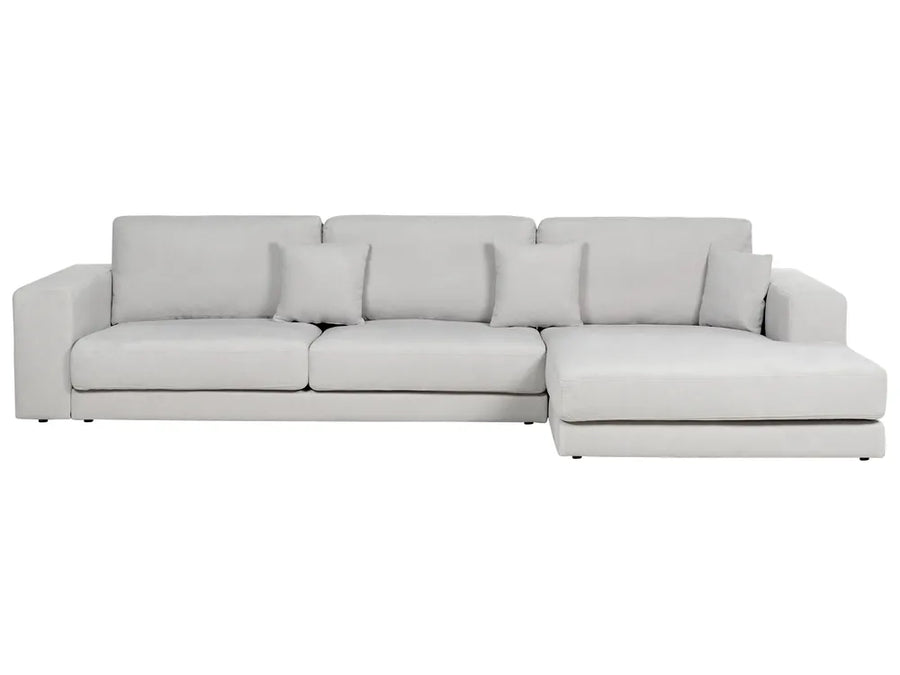 Gray sectional sofa on a white background