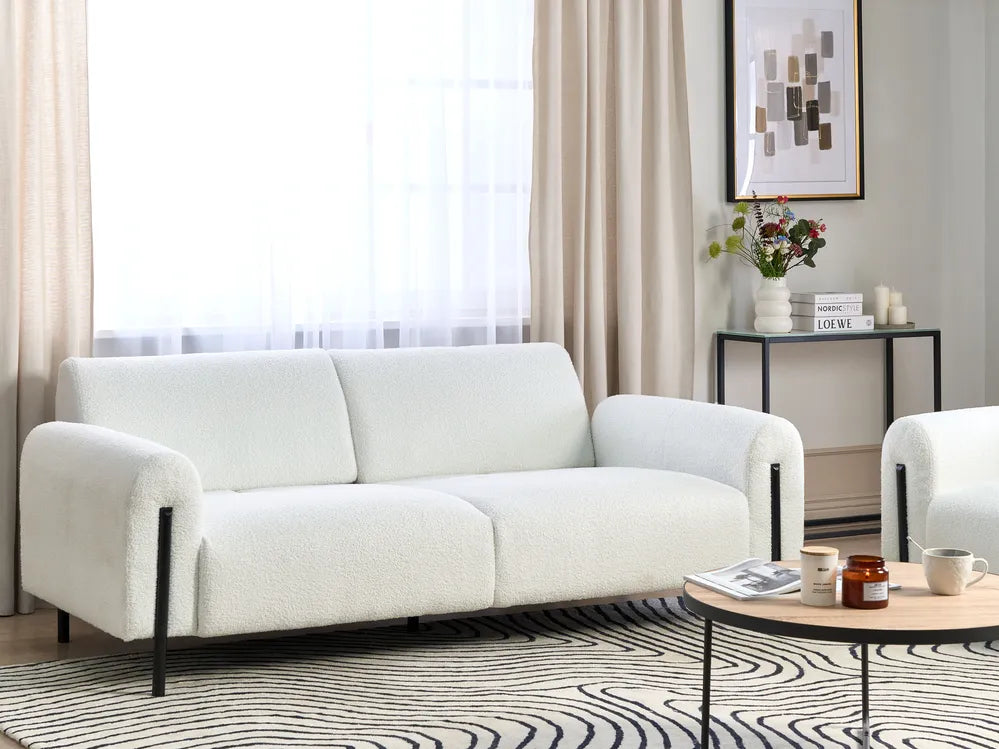 Sofa 3 Seater Boucle White Annora