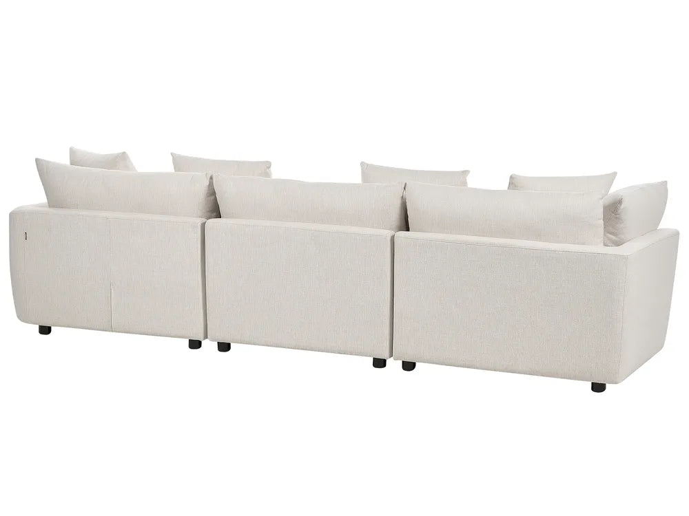 Sofa 3 Seater Fabric Off-White with Ottoman Macalla