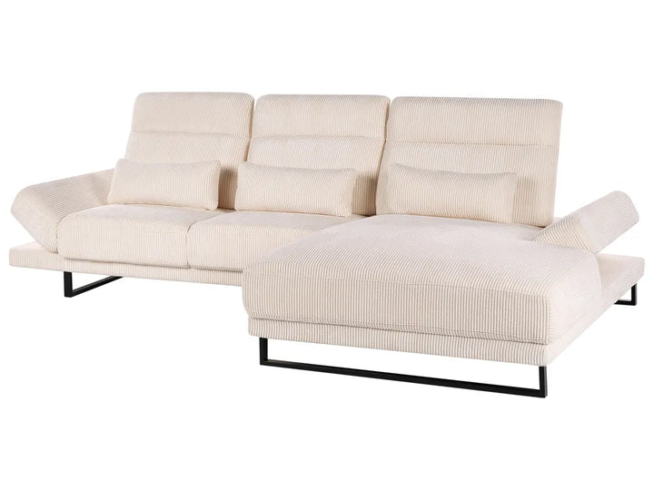 Corner Sofa 4 Seater Corduroy Beige Left Hand Ninja