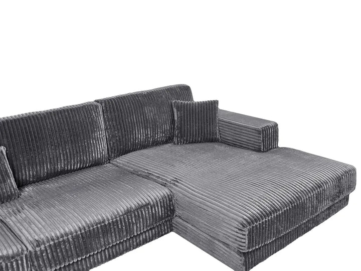 Corner Sofa 4 Seater Corduroy Dark Grey Left Hand Vardie