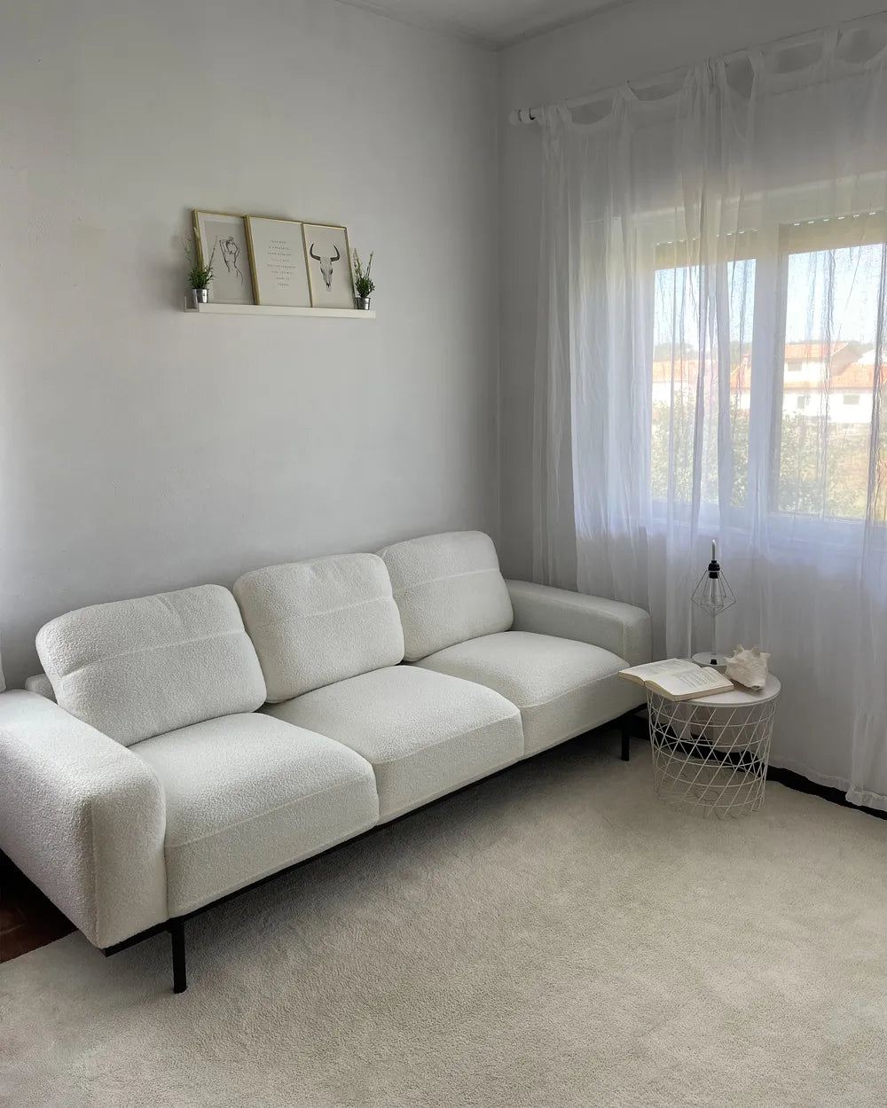 Sofa 3 Seater Boucle Off-White Jarrow