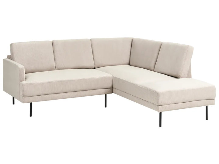 Corner Sofa 4 Seater Corduroy Beige Left Hand Shayle