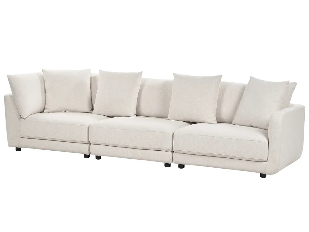 Sofa 3 Seater Fabric Off-White with Ottoman Macalla