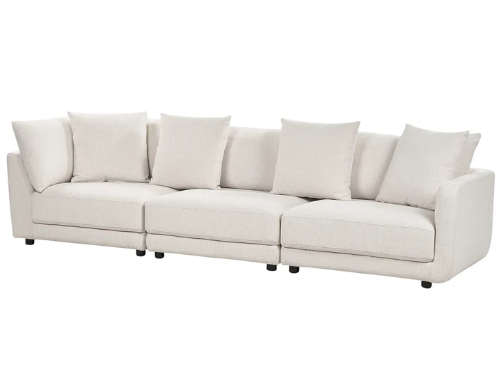 Sofa 3 Seater Fabric Off-White with Ottoman Macalla