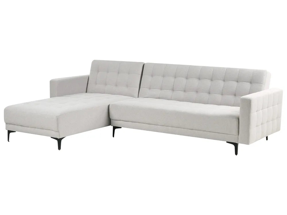 Modular Corner Sofa Bed 4 Seater Fabric Light Grey Right Hand Denby