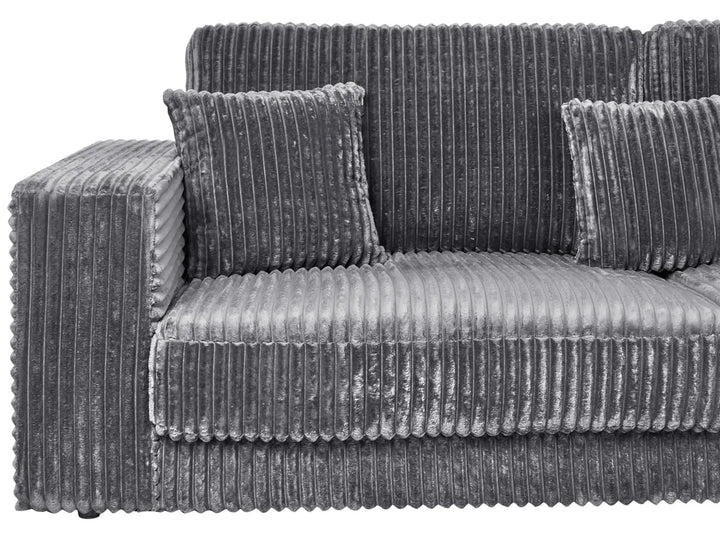 Corner Sofa 4 Seater Corduroy Dark Grey Left Hand Vardie