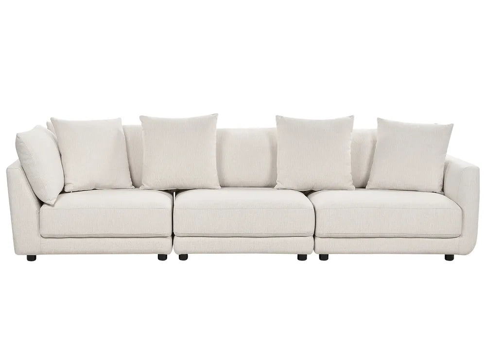 Sofa 3 Seater Fabric Off-White with Ottoman Macalla