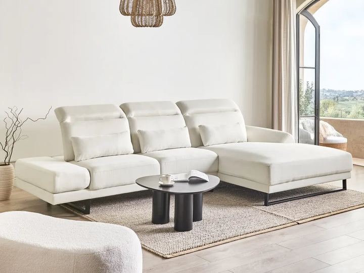 Corner Sofa 4 Seater Fabric Off-White Left Hand Ninja